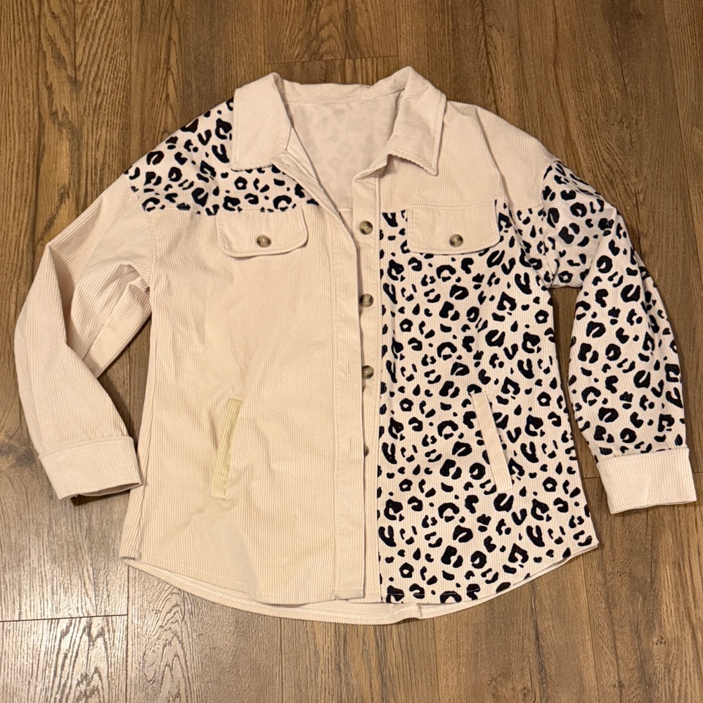 Leopard Print Button-Up Jacket - image 1